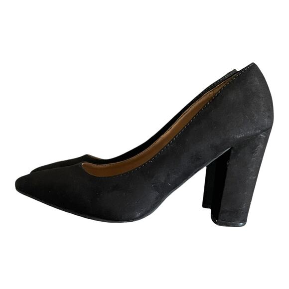 Lane Bryant Faux Suede Classy Black Block Heels Pumps - Picture 5 of 11